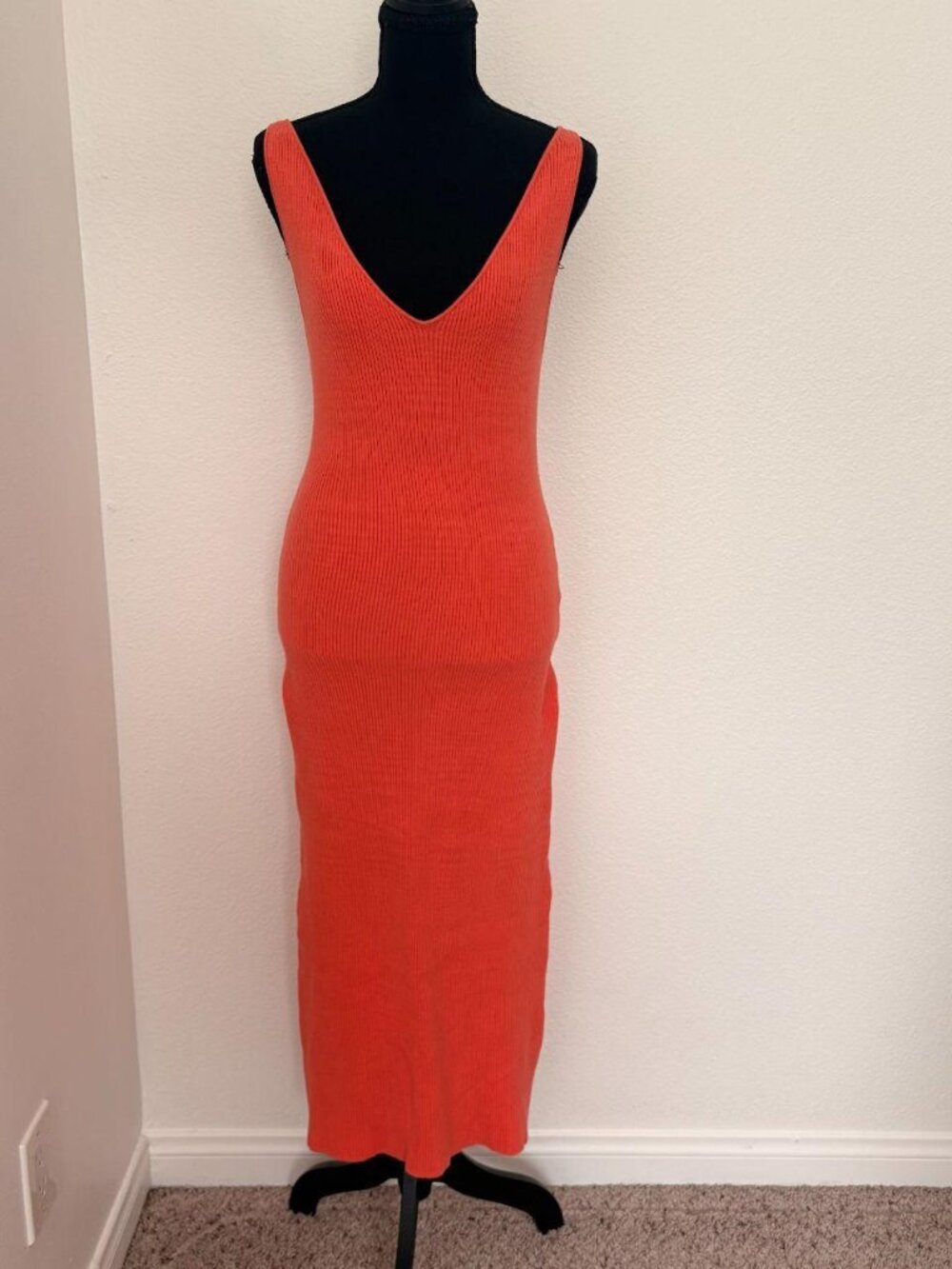 Free People Coral Ribbed Maxi Dress – XS